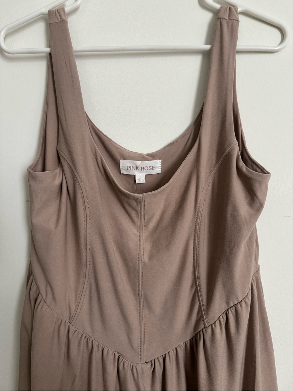 Pink Rose Scoop-Neck Sleeveless Dress in Taupe - Picture 1 of 3